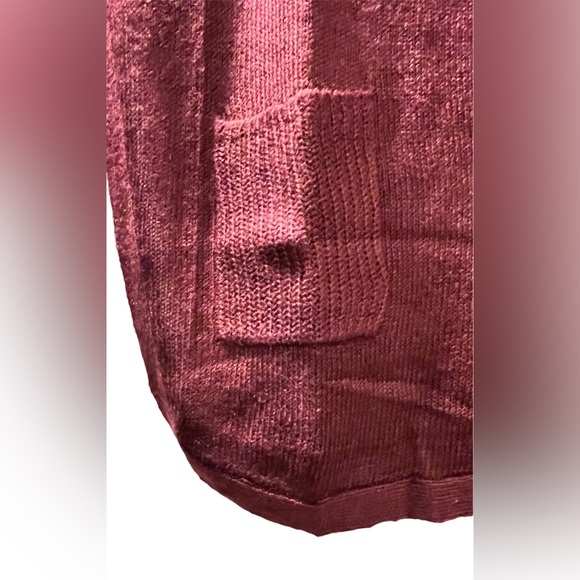 NWT 2 Chic Luxe Lace Burgundy Poncho Short Sleeves Knitted Shirt One size - Picture 10 of 10